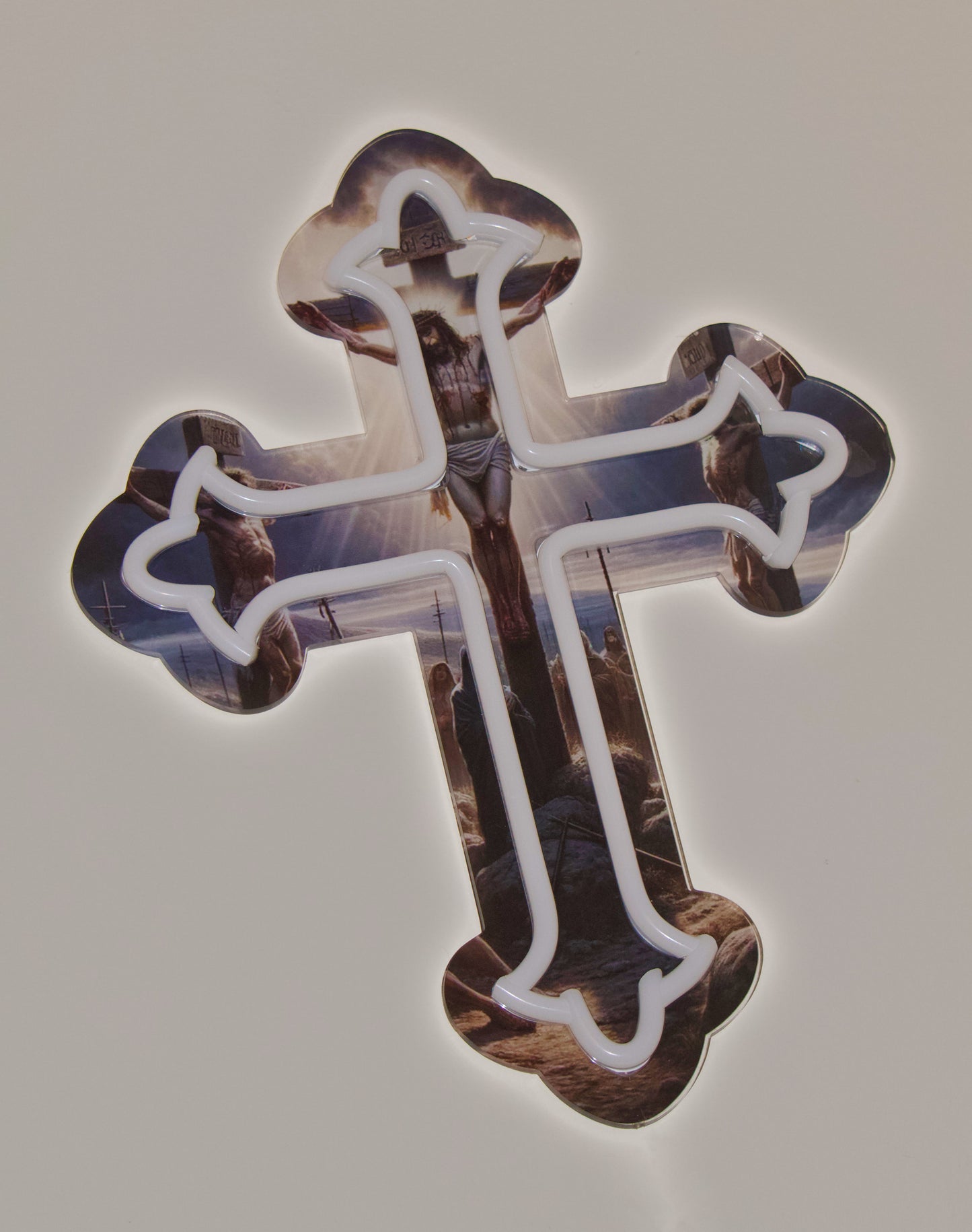 Illuminated Crucifix Neon Sign