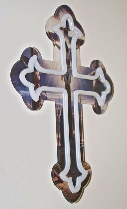 Illuminated Crucifix Neon Sign