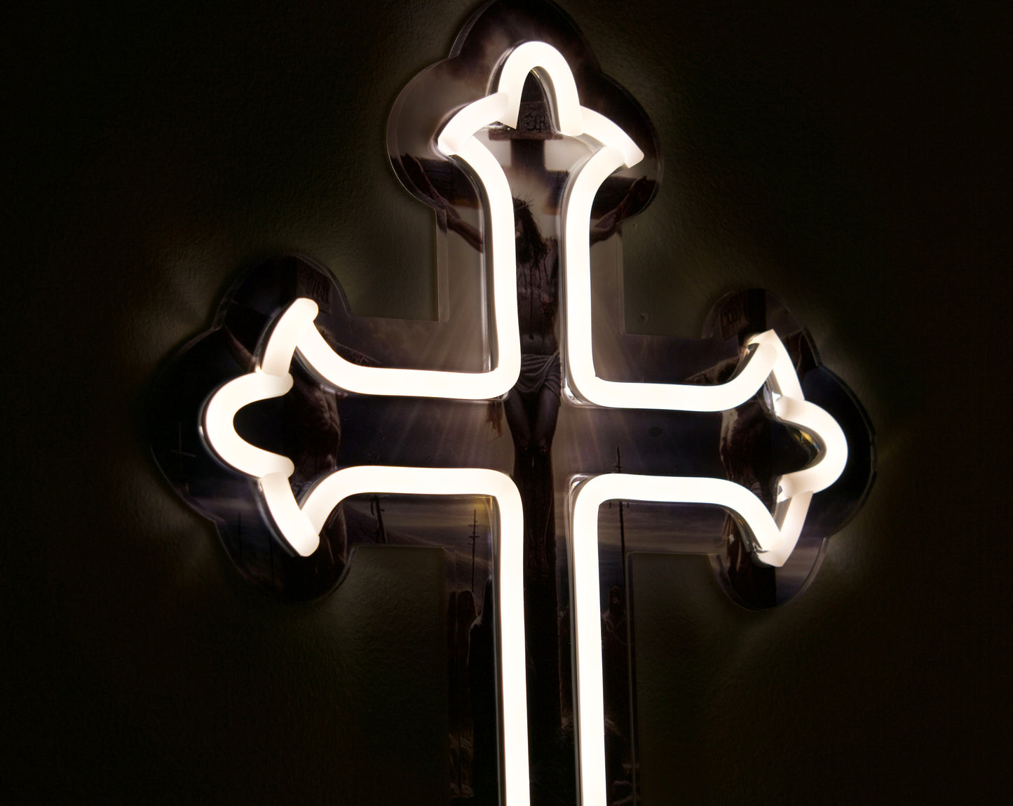 Illuminated Crucifix Neon Sign
