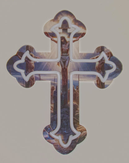 Illuminated Crucifix Neon Sign